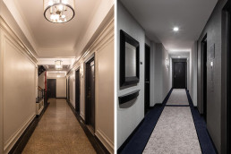 wallcovering vs. paint, apartment building hallways NYC